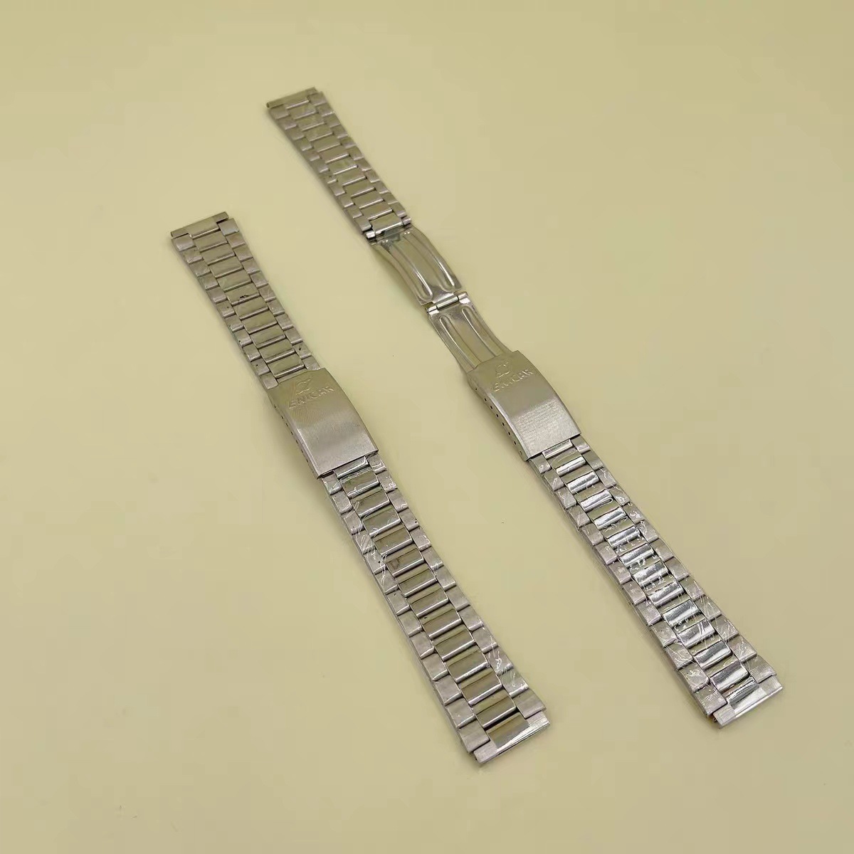 手表不锈钢表带 普通钢表带 代用老英格表18MM 钢色银色表带