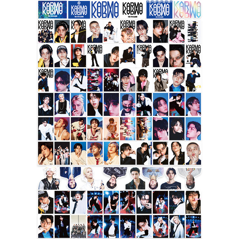 现货 KPOP 91pcs SK新专辑KARMA真人大头贴男团STRAY涂鸦装饰贴纸|undefined