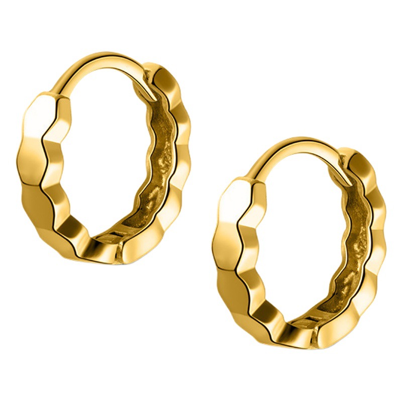 [Chapado en oro real] Corea del Sur brillante polígono geométrico temperamento diario simple diseño avanzado sentido círculo oído hebilla