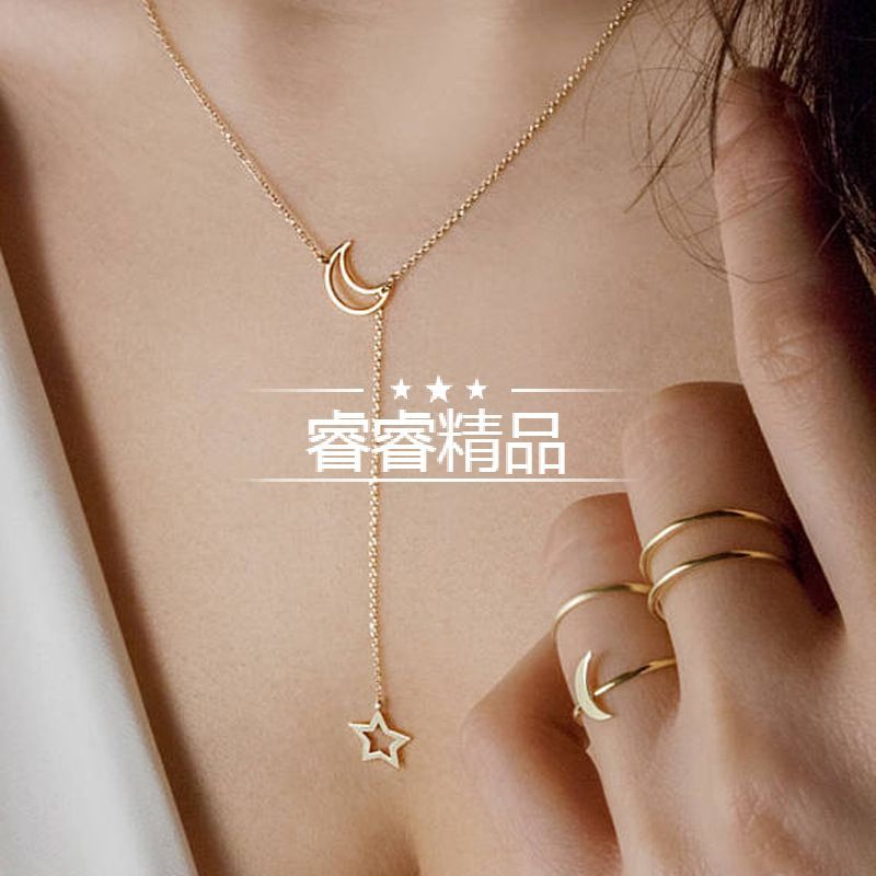 women fashion Moon Star Pendant Ladies n...