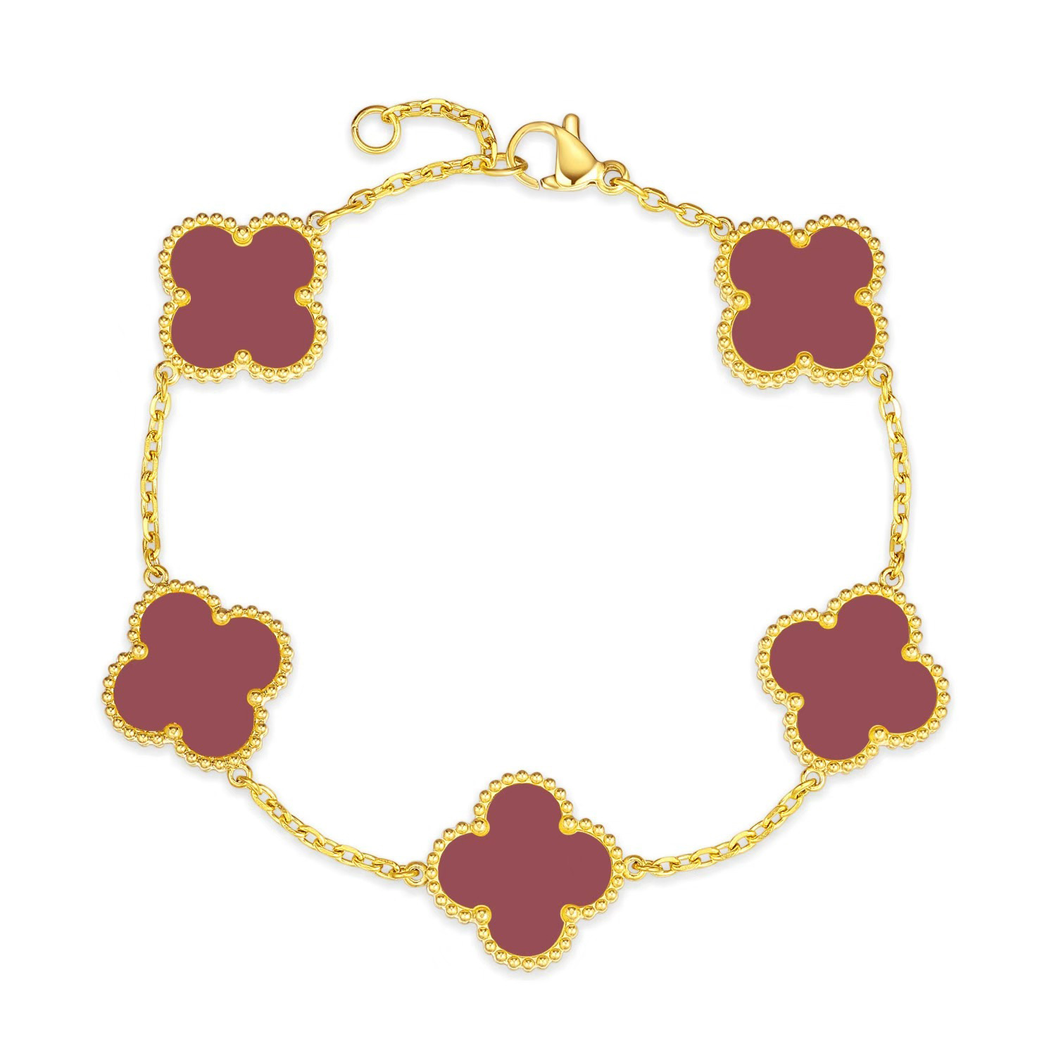 15mm High Quality 18K Lucky Four-Leaf Clover Bracelet Titanium Steel Double-Sided Bracelet Simple and Exquisite Hand Jewelry