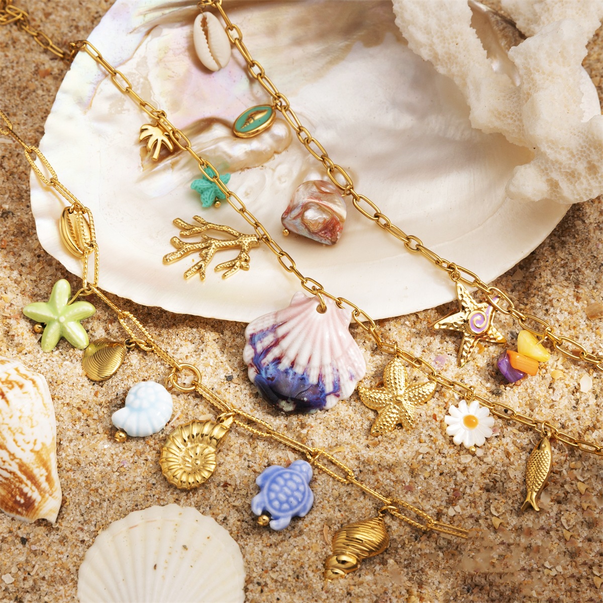 Taena Advanced Steel Ocean Wind Collar colgante desmontable Beach Holiday Wind Joyas explosivas transfronterizas