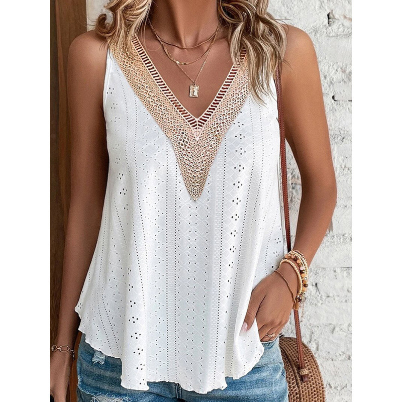 Shiying cross-border hot spring new solid color sleeveless top women's European and American leisure style pullover vest cross-border women's clothing