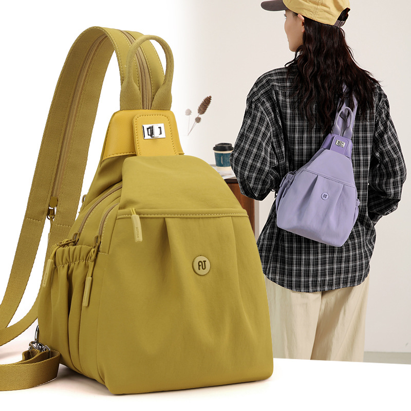 新款时尚女士尼龙布双肩包多用轻便挎包大容量通勤背包胸包多功能