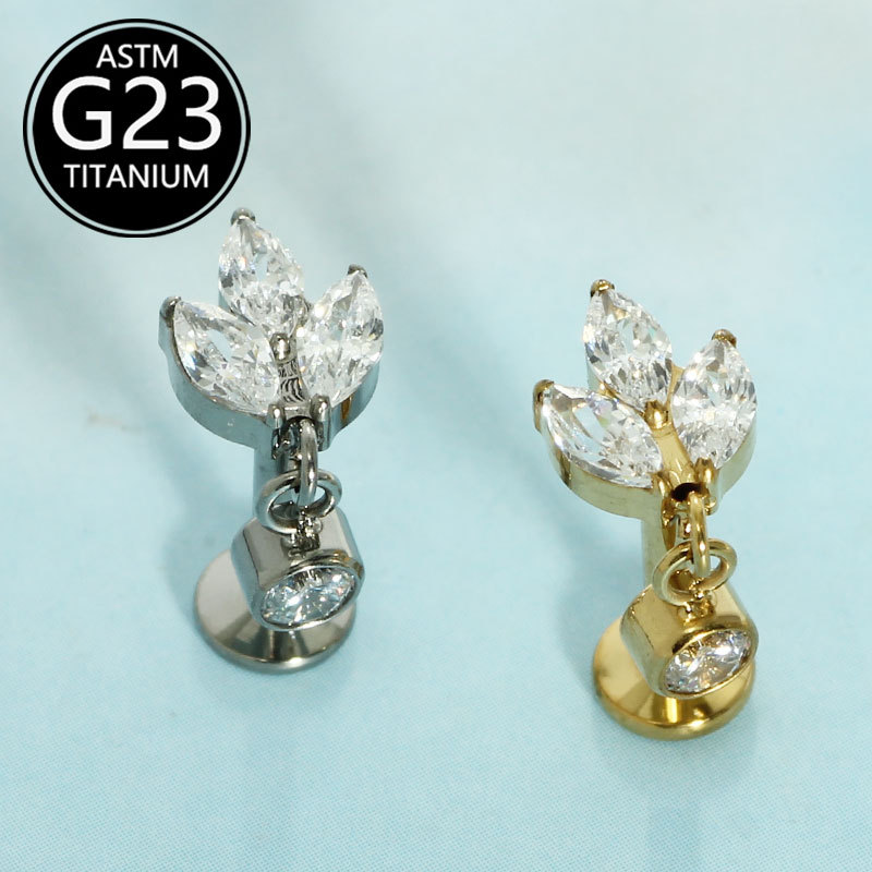 Pointed titanium steel lip stud product view