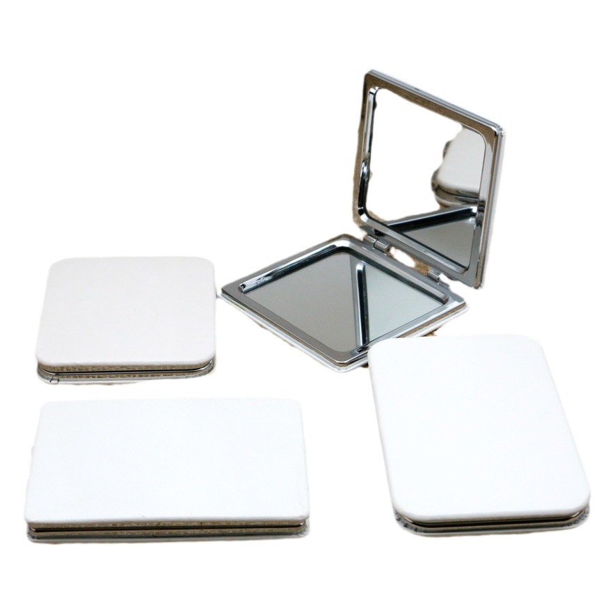 Leather double-sided makeup mirror with creative DIY folding portable makeup hand-held student small mirror