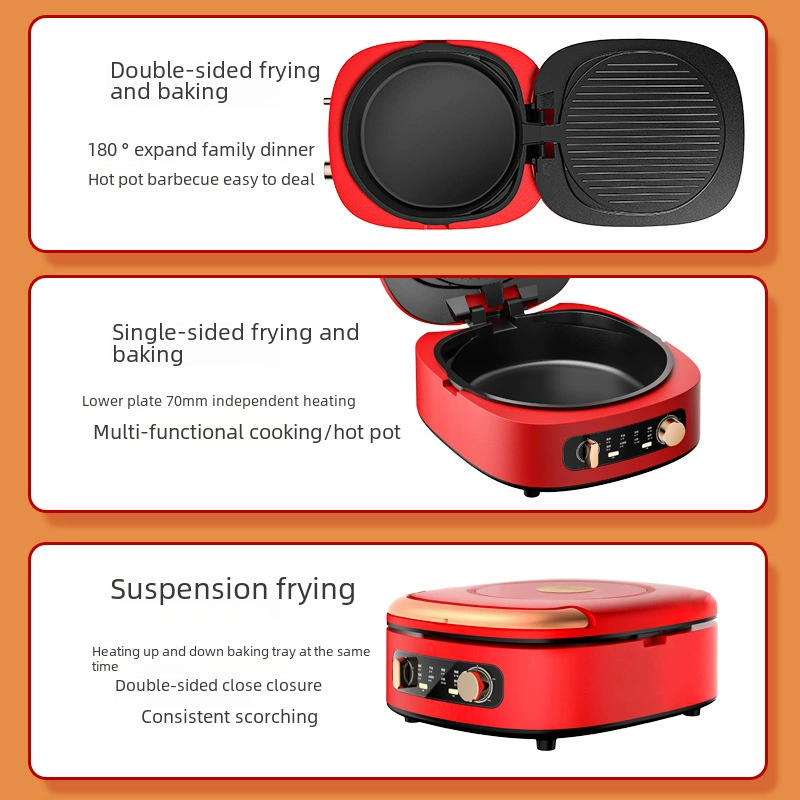 Multi-function deepening removable-wash electric griddle hot pot grill all-in-one pan double-sided heating crepe maker electric pot hotpot