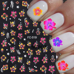 2025拼夕夕新款美甲贴纸   ins法式小清新彩色花朵指甲背胶贴nail