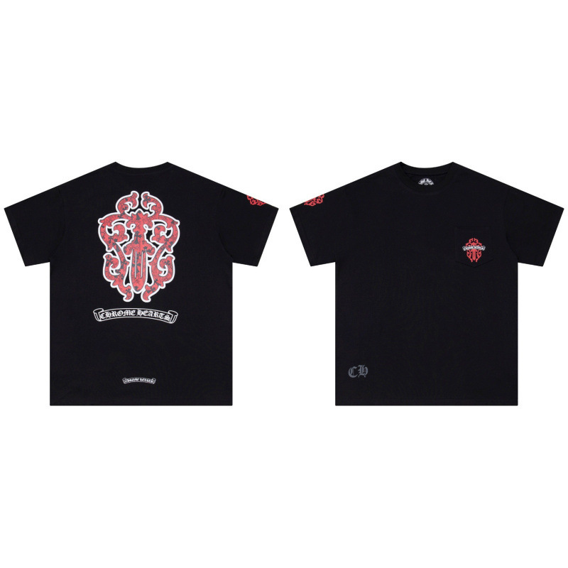 クローバーTシャツのクロスボーダーハイバージョン、ゆったりとしたトレンディなクローバークロスプリント、男女カップル同じスタイルの半袖|undefined