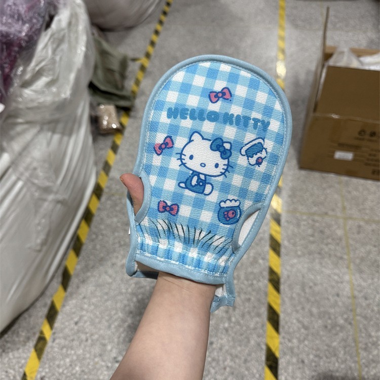 ブルーチェック柄猫バスタオル、両面泥こすり加工品、漫画バスタオル、家庭用子供用背中こすり加工品卸売|undefined