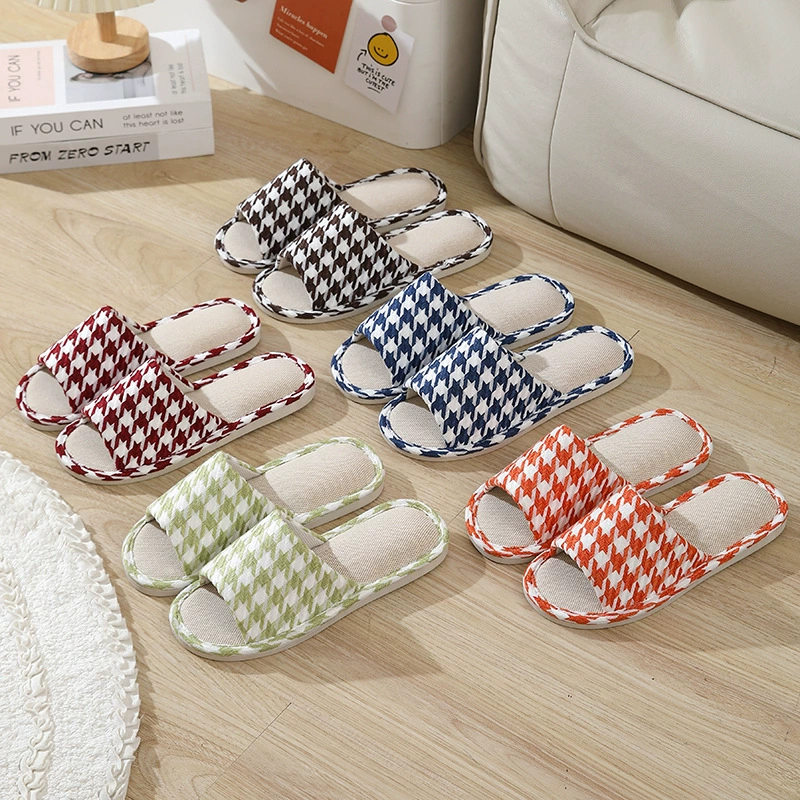 Новые стильные впитывающие пот домашние и уличные тапочки с мягким полом, мужские льняные тапочки Four Seasons, женские нескользящие тапочки из хлопка и льна