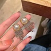 Silver needle, fashionable fresh earrings from pearl, accessory, silver 925 sample, simple and elegant design, wholesale