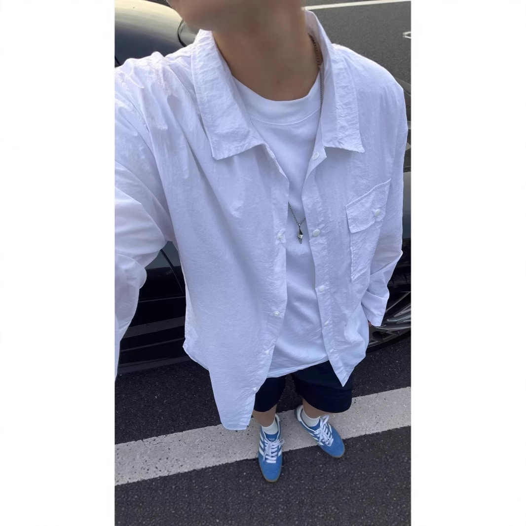 Japanese thin silk summer trend fashionable shirt