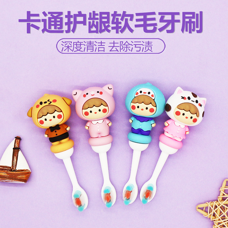 Nuevo cepillo de dientes para niños Mango antideslizante de diez mil labros de alta gama de lana suave punto lindo serie animal cepillo de dientes suministro de fabricantes
