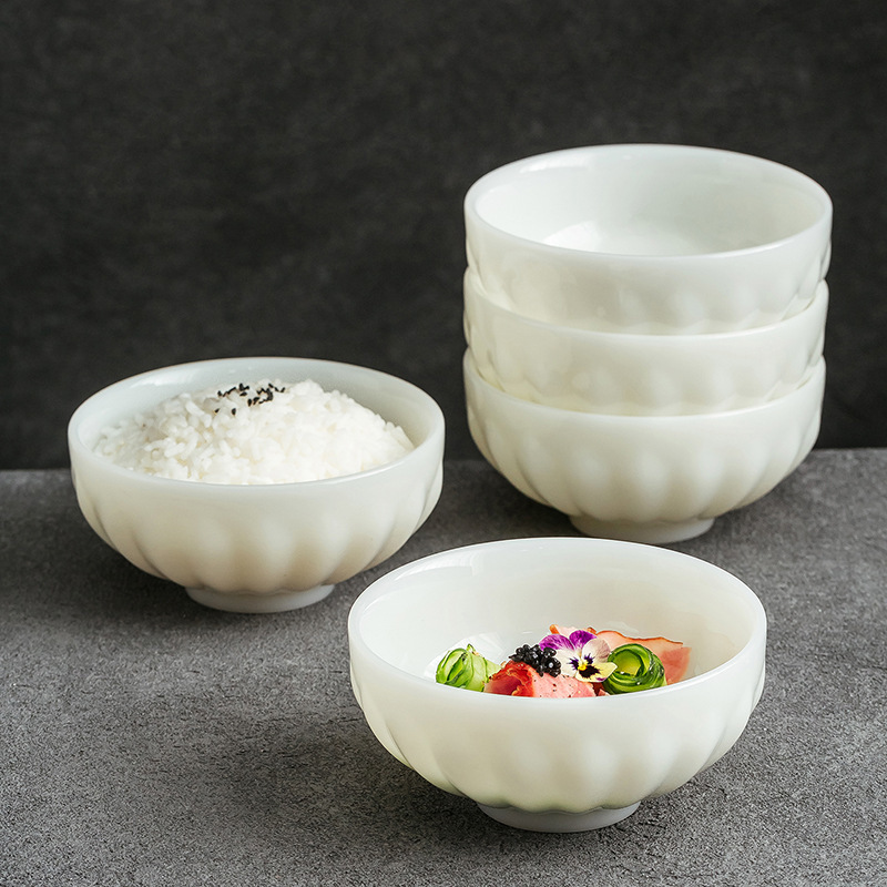 High-End Tableware for Home and Hotel Use, Dehua Ice Jade Porcelain Lotus Bowl Set, Wholesale Housewarming Gift, Exquisite and Beautiful High-End Tableware for Home and Hotel Use, Dehua Ice Jade Porcelain Lotus Bowl Set, Wholesale Housewarming Gift, Exquisite and Beautiful