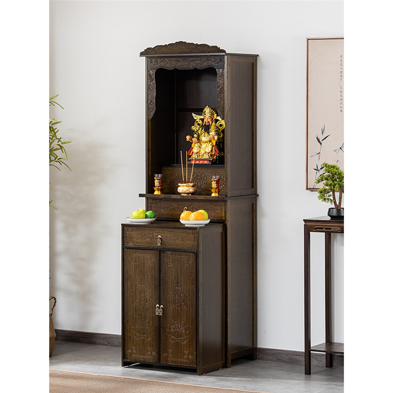 New Chinese-Style Standing Cabinet for Worshiping Buddha, God of Wealth Incense Table, Shrine Cabinet, Buddha Altar, Shrine Storage Cabinet, Buddha Statue