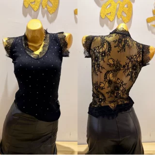 十三行同款针织蕾丝衫 欧货无袖上衣女内搭外穿上衣修身显瘦小衫