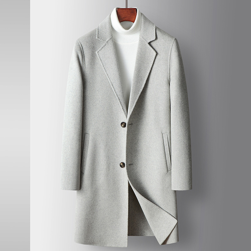 Mens Double Sided Wool Overcoat Mid Length Lightweight Business Casual Autumn Winter Collection Wholesale Available