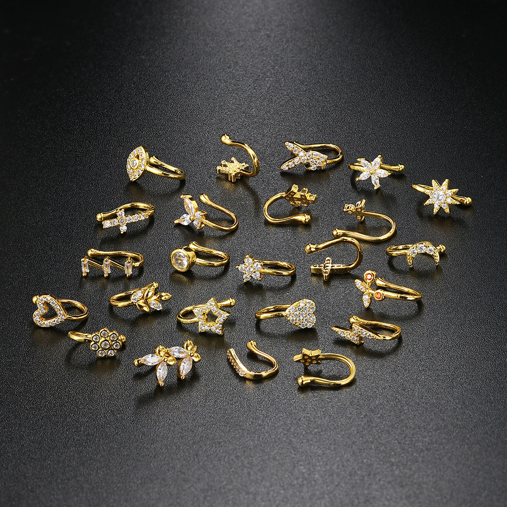 Fashion U Shape Star Butterfly Copper Plating Nose studs 1 Piece