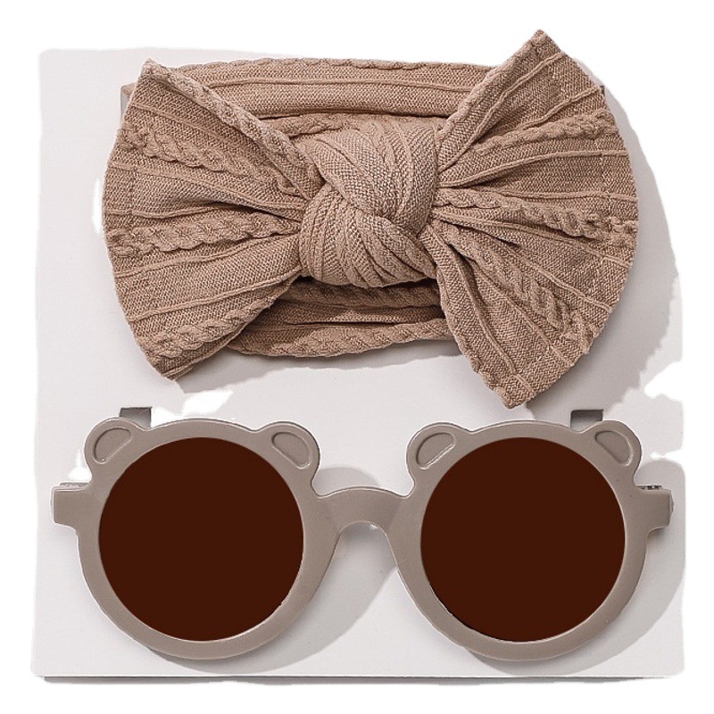 Europa y América transfronteriza nuevos accesorios para el cabello para niños bebé lindo nylon banda para el cabello bebé verano amor gafas de sol de dos piezas conjunto