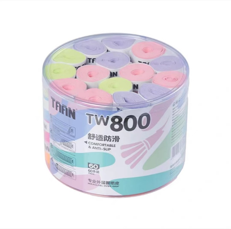 Taian TAAN バドミントンハンドグルー 吸汗性グリップグルー フロストタイプ フェザーラケット 60本入り バレル TW-800 ハンドグルー|undefined