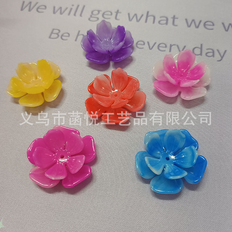 Imitation Jade Peony Petals Gradient Color Luoyang Peony DIY Handmade Beaded Hibiscus Material Wholesale
