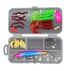 跨境路亞餌套裝 全套路亞魚餌假餌亮片軟餌翹嘴米諾路亞魚餌組合