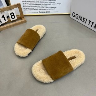 厚底复古一字毛毛拖鞋女2025年新款舒适轻便一脚蹬居家勃肯拖鞋|undefined