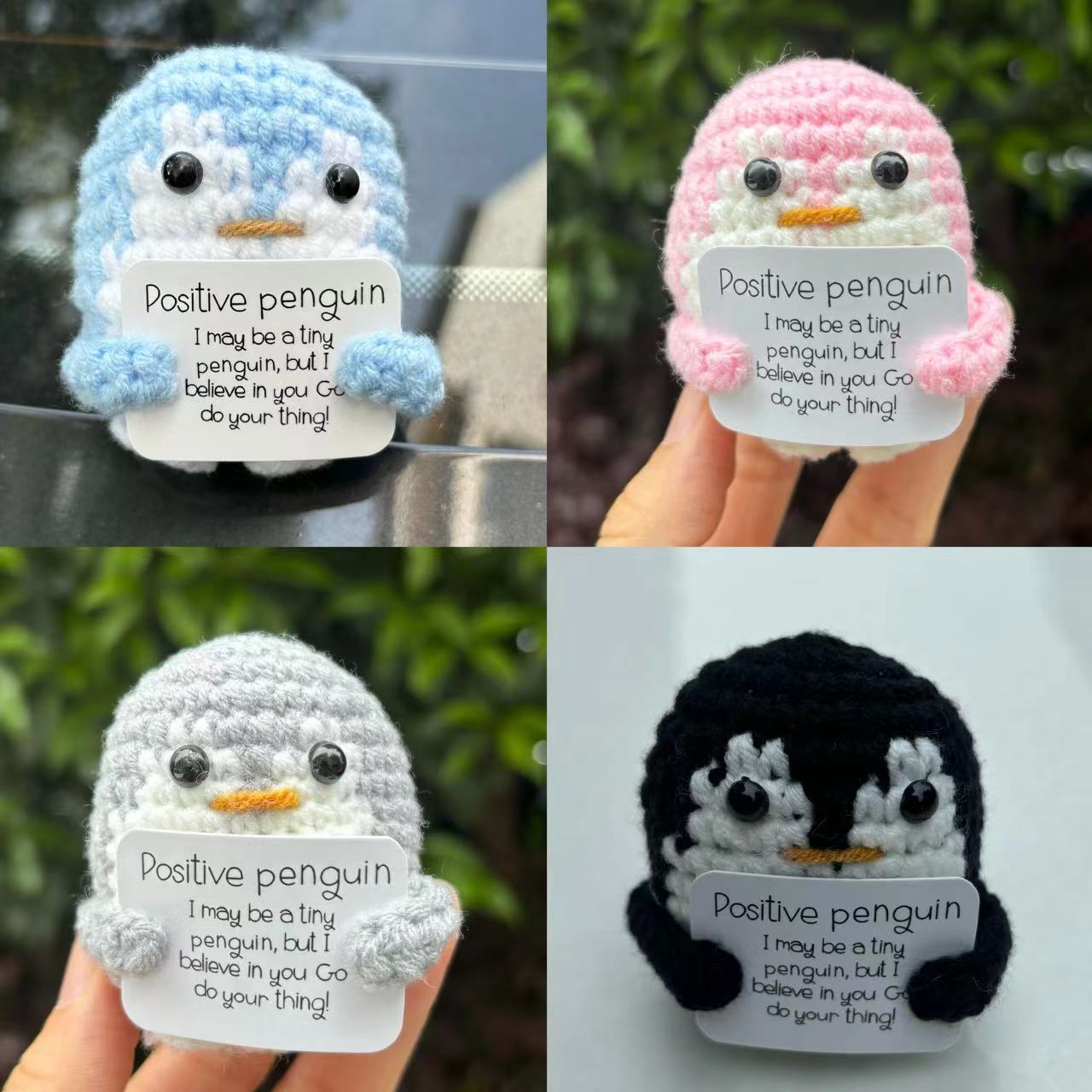 国境を越えてアマゾンの毛糸を販売している手作りのニット鉤織動物ペンギンは積極的に面白い減圧人形が座っている