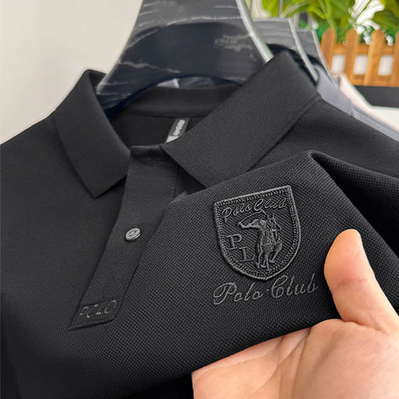 Short-sleeved polo shirt men's pullover top fashion lapel summer light business polo shirt men's short-sleeved T-shirt