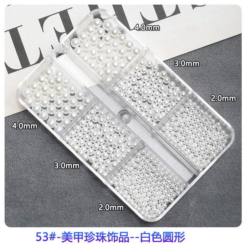 CR(53)-Perla redonda blanca-6 caja de rejilla