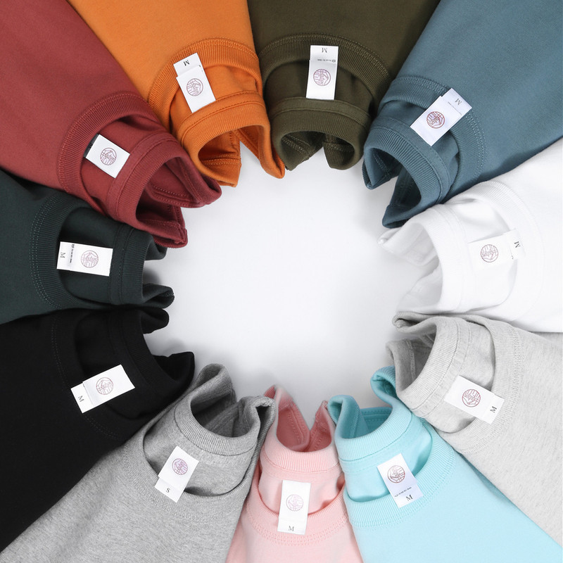 Three needles 300g heavy padded cotton white short sleeve T-shirt men's loose casual crew neck couples T-shirt jacket