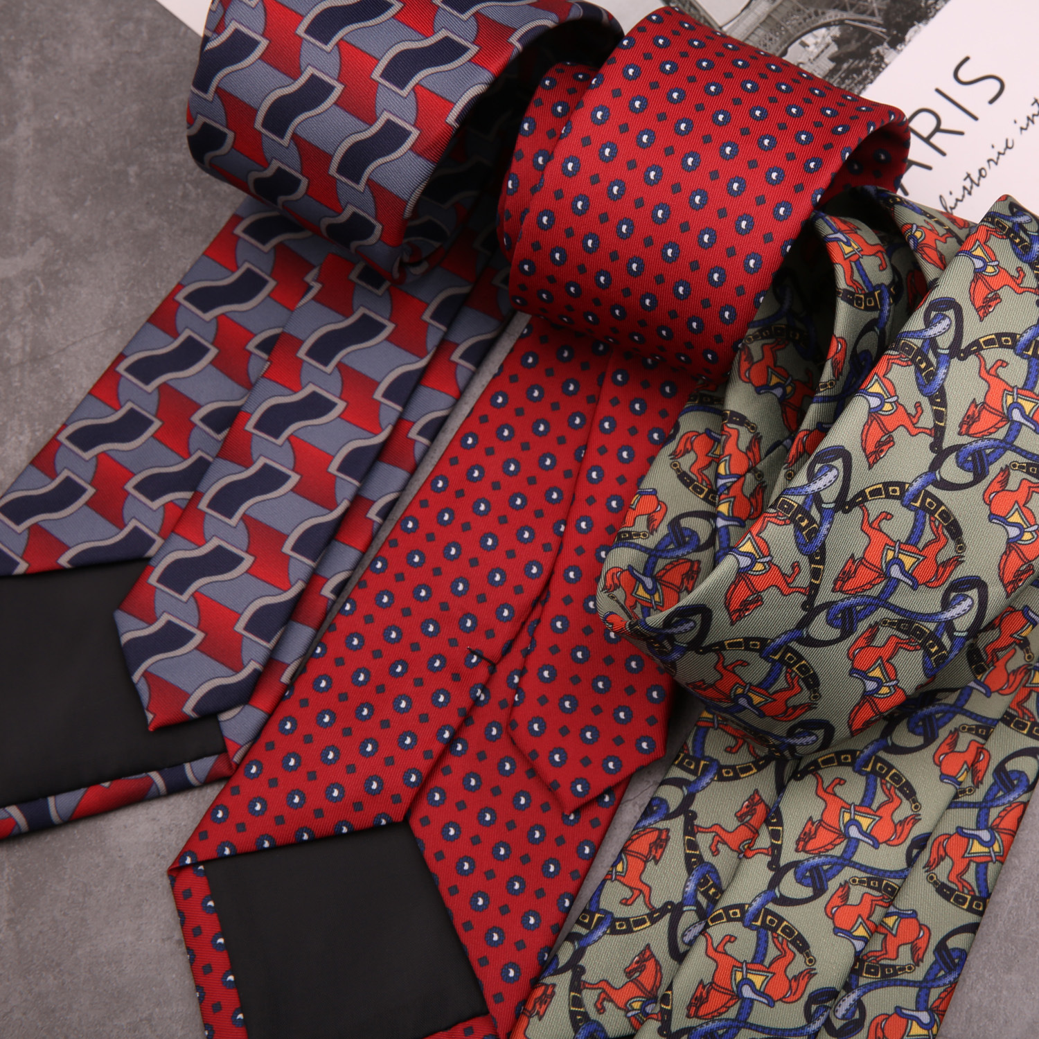 メンズ9センチプリントデザイン感レトロ花柄カジュアル正装结婚ワイド版香港风ネクタイ