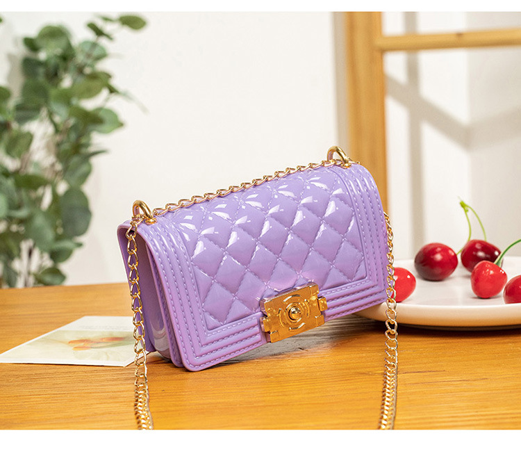 Fashion New Cute Jelly Candy Color Rhombus Square Shoulder Bag display picture 4