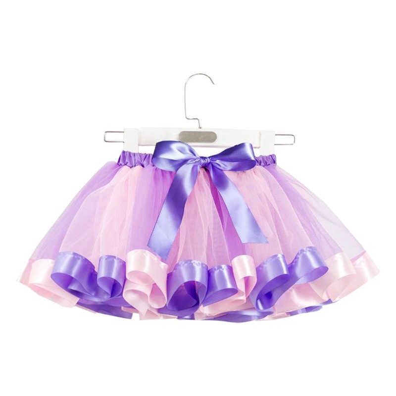 2024 nueva falda de malla de arco iris de Europa y América falda de tutú de baile para niños falda de rendimiento de Festival fábrica al por mayor