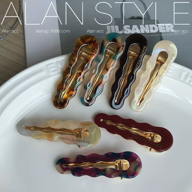 夏季新款碎花色鸭嘴夹少女水滴发夹饰品刘海夹交叉发夹头饰女边夹