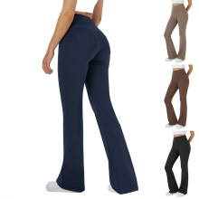 跨境欧美2025亚马逊TK裸感高腰喇叭裤健身运动瑜伽休闲微喇长裤女