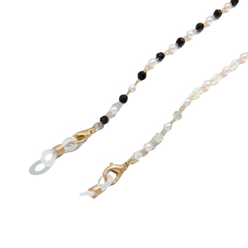 European and American cross-border fashion accessories, simple imitation pearl crystal eyeglass chain strap, metal eyeglass hook wholesale