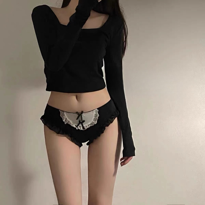 Stealing Heart Lori Japanese Style Comfortable Sexy Maid Style Lace Low Waist Temptation Pure Desire Black Girl Underwear Cotton Crotch Stealing Heart Lori Japanese Style Comfortable Sexy Maid Style Lace Low Waist Temptation Pure Desire Black Girl Underwear Cotton Crotch