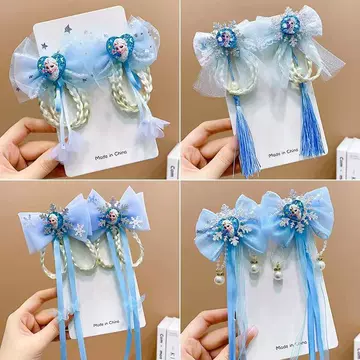 Girls' Tassel Headwear Bow Ice Ribbon Princess Little Girl Snowflake Hair Accessories Children's Hairpin Hairpin Wholesale - ShopShipShake
