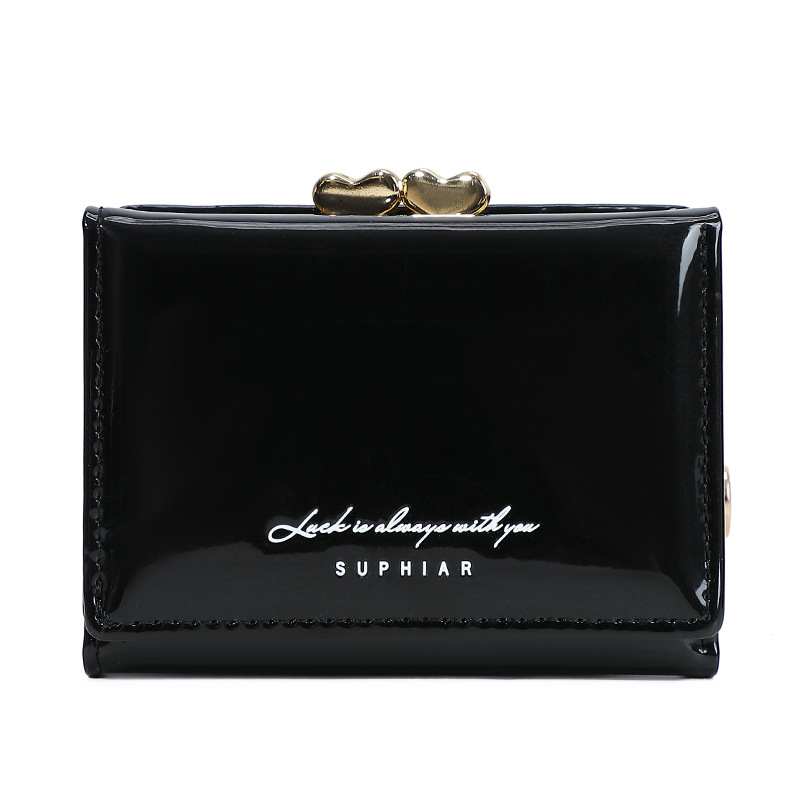 Promoción de la billetera de cuero PU alumno ultra delgado pequeña billetera de tres pliegues de viaje diario simple billetera de mujer personalizada