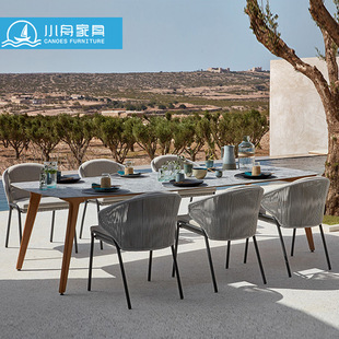 Simple Outdoor Rooftop Tables and Chairs, Villa Courtyard Terrace, Hotel Garden Outdoor Leisure Rope Rattan Chair Combination Furniture