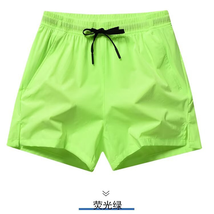 Casual de secado rápido, pantalones cortos de tres puntos de color sólido, pantalones cortos rectos elásticos sueltos, pantalones casuales de seda de hielo para hombre, pantalones de playa para hombre