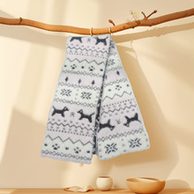 秋冬季保暖可爱小狗猫咪双面针织毛线围巾女复古防寒护颈围脖批发