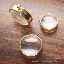 凸面嘎乌盒朱砂盒 双曲面不锈钢圆形玻璃相盒 可装纪念品项链吊坠