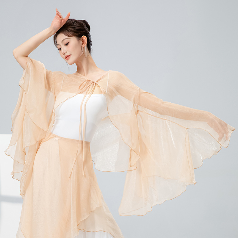 女性用クラシックダンス服、新しいゆったりとした妖精のようなエレガントなアウターシェード、中国風のステージ服、パフォーマンスモダンダンス服|undefined