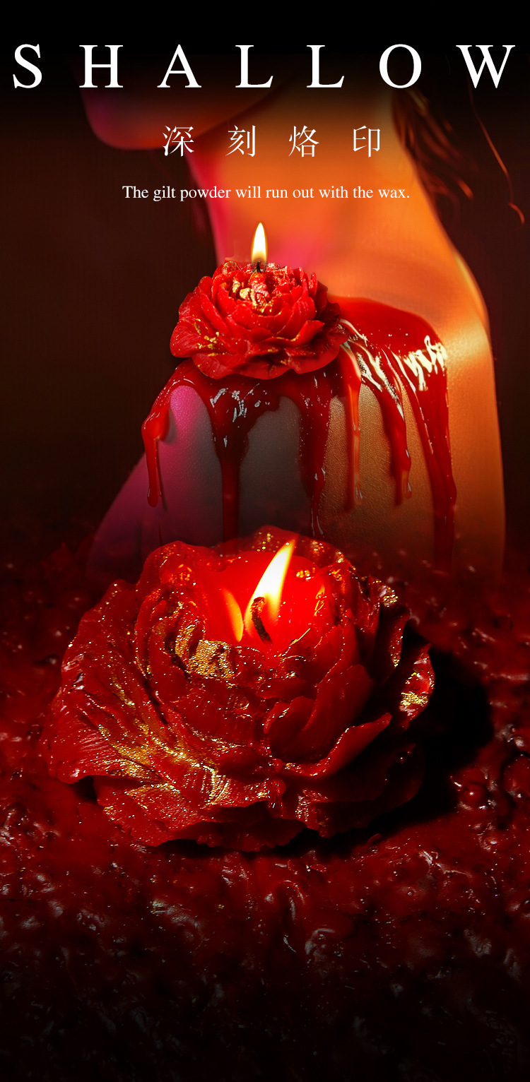 Low-Temperature Gold-Plated Soy Wax Candle for Couples, Red Peony Design — detail image 17