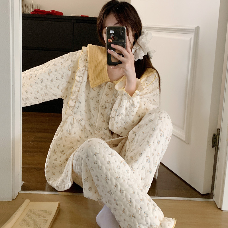Xiyue Wholesale New Invisible Zipper Interlayer Air Cotton Confinement Clothes 2025 Autumn and Winter Maternity Nursing Pajamas