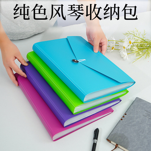13 grid solid color test paper clip accordion bag large capacity PP thickened student test paper bag information book test paper storage bag