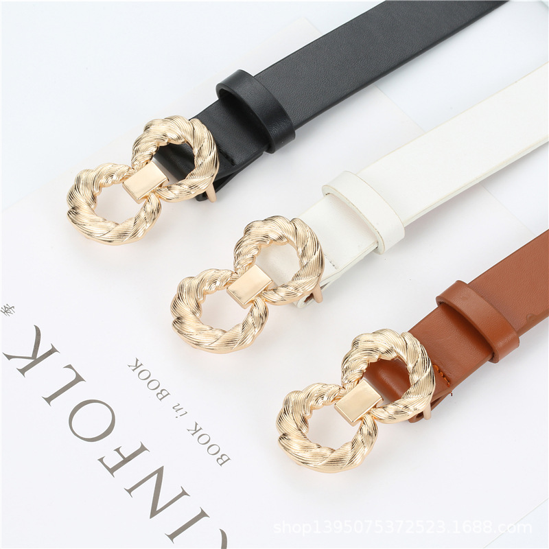 欧美新款民族风装饰牛仔裤皮带女士时尚百搭麻花扣腰带女工厂批发|ru